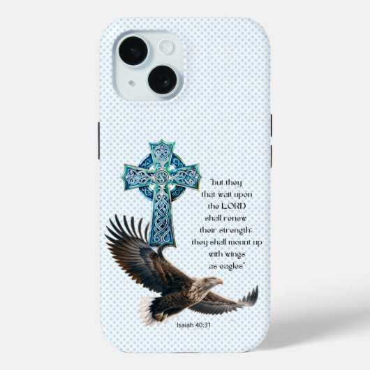Coques Case-Mate iPhone Croix celtique de l'aigle bleu chrétien tendance (Verso)