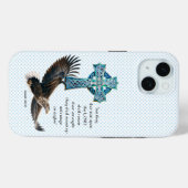 Coques Case-Mate iPhone Croix celtique de l'aigle bleu chrétien tendance (Verso (horizontal))