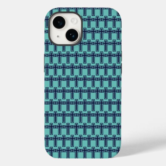 Coques Case-Mate iPhone Croix chrétienne bleue différentes variantes (Verso)