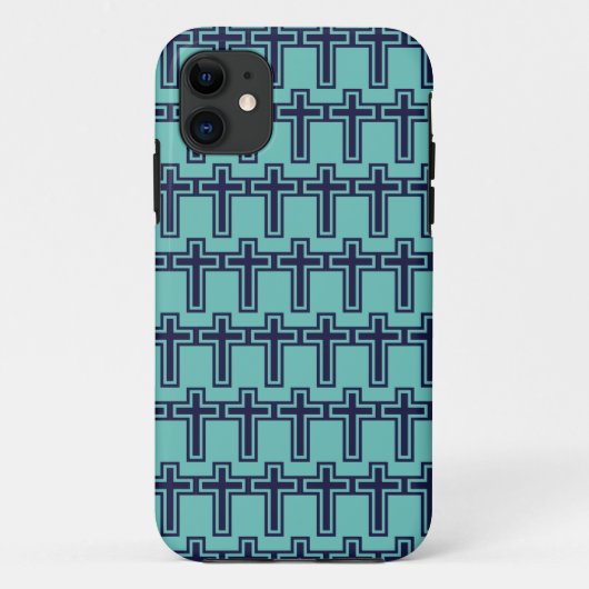Coques Case-Mate iPhone Croix chrétienne bleue différentes variantes (Dos)