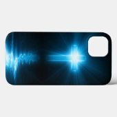 Coques Case-Mate iPhone Croix chrétienne en lumière bleue (Verso (horizontal))