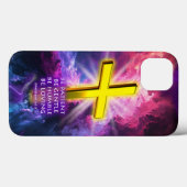 Coques Case-Mate iPhone Croix chrétienne en or et violet Coque-Mate iPhone (Verso (horizontal))