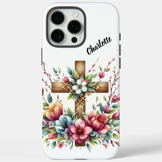 Coques Case-Mate iPhone Croix chrétienne Encerclée Fleurs de Printemps Art (Verso)