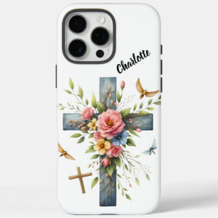 Coques iPhone 16 Pro Max Croix Chrétienne Entouré Delicate Printemps Blosso