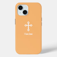 Croix chrétienne I Love Jesus Apricot Orange