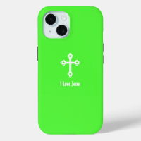 Croix chrétienne I Love Jesus Lime Green