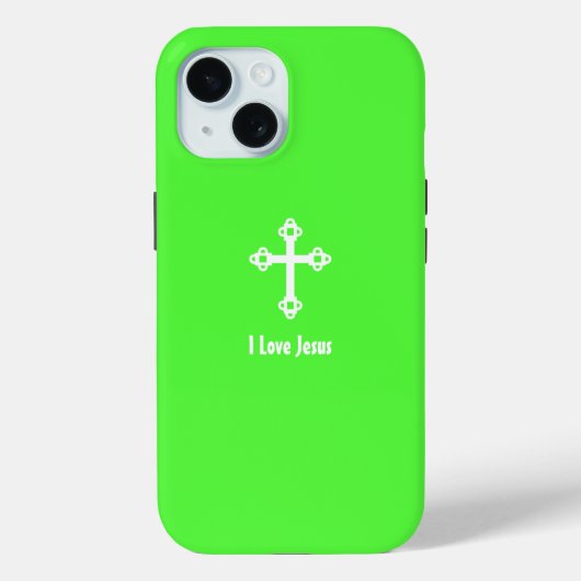 Coques Case-Mate iPhone Croix chrétienne I Love Jesus Lime Green (Verso)