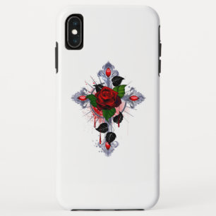 Case-Mate iPhone Case Croix d'argent avec une rose rouge