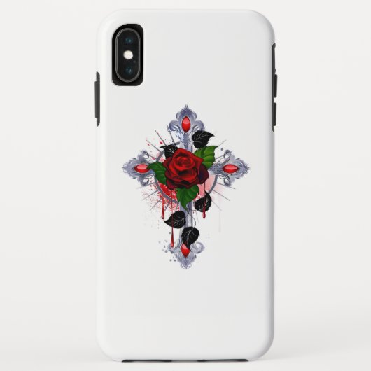 Coques Case-Mate iPhone Croix d'argent avec une rose rouge (Dos)