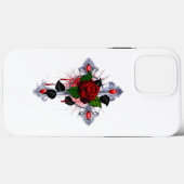 Coques Case-Mate iPhone Croix d'argent avec une rose rouge (Verso (horizontal))
