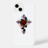 Coques Case-Mate iPhone Croix d'argent avec une rose rouge (Verso)