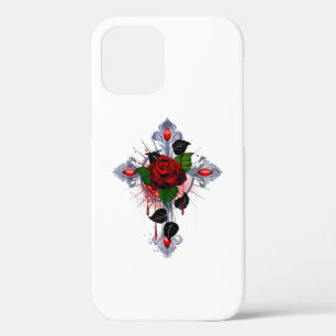 Case-Mate iPhone Case Croix d'argent avec une rose rouge