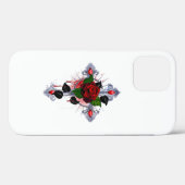 Coques Case-Mate iPhone Croix d'argent avec une rose rouge (Verso (horizontal))