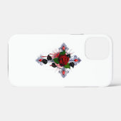 Coques Case-Mate iPhone Croix d'argent avec une rose rouge (Verso (horizontal))