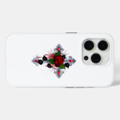 Coques Case-Mate iPhone Croix d'argent avec une rose rouge (Verso (horizontal))
