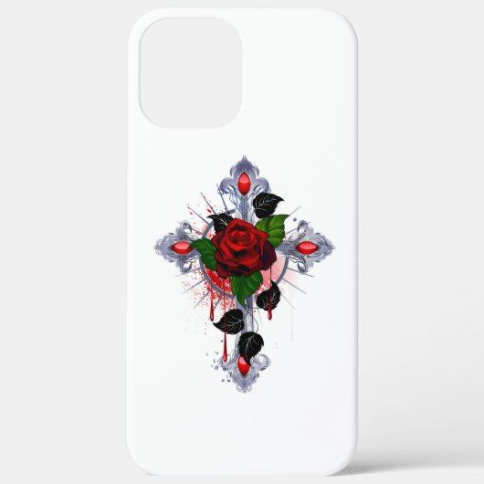 Coques Case-Mate iPhone Croix d'argent avec une rose rouge (Verso)