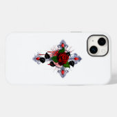 Coques Case-Mate iPhone Croix d'argent avec une rose rouge (Verso (horizontal))