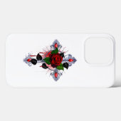 Coques Case-Mate iPhone Croix d'argent avec une rose rouge (Verso (horizontal))