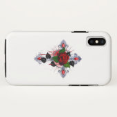 Coques Case-Mate iPhone Croix d'argent avec une rose rouge (Dos (Horizontal))
