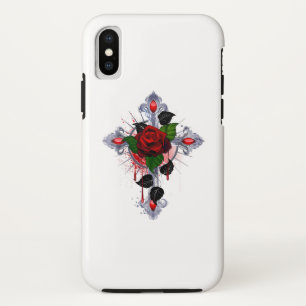 Case-Mate iPhone Case Croix d'argent avec une rose rouge