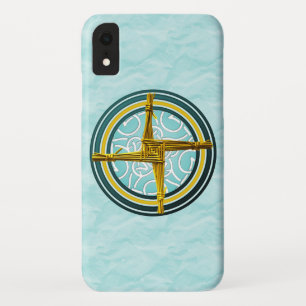 Coques Pour iPhone Croix de Brigid jaune sur le bleu