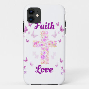 Case-Mate iPhone Case Croix de foi et d'amour des Roses avec papillon ro