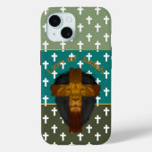 Coques Case-Mate iPhone Croix de Lion de Juda vert olive turquoise Foi (Verso)