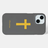 Coques Case-Mate iPhone Croix d'or simple noir (Verso (horizontal))