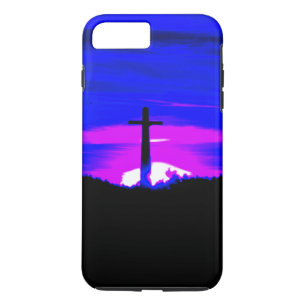Case-Mate iPhone Case Croix du ciel bleu et mauve de Hill