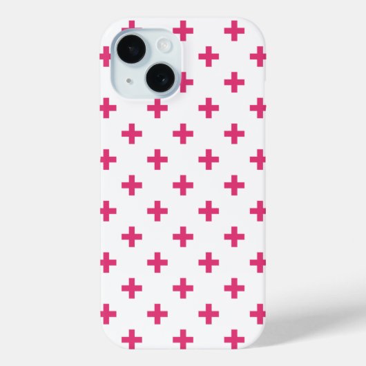 Coques Case-Mate iPhone Croix en pois fuchsia sur fond blanc (Verso)