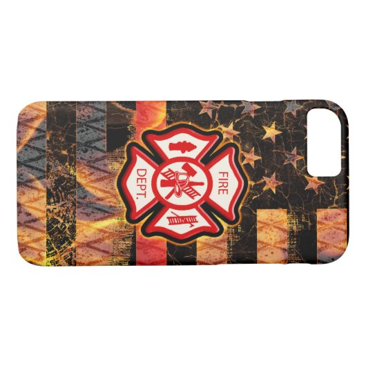 Coques Case-Mate iPhone Croix et flammes des pompiers (Dos (Horizontal))