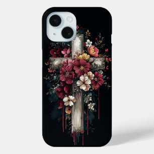 Coque Pour iPhone 15 Croix florale