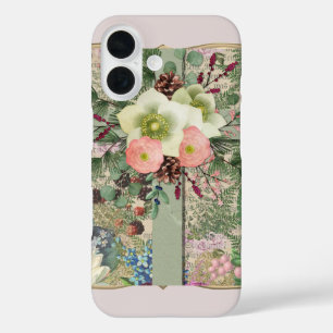 Coques iPhone 16 Croix florale verte
