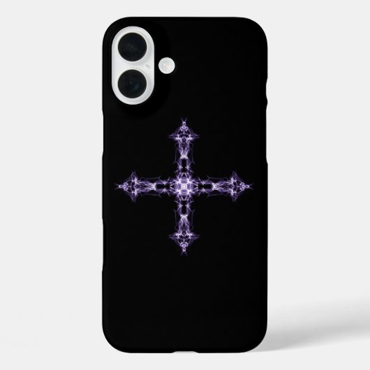 Coques Case-Mate iPhone Croix fractale violette gothique (Verso)