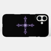Coques Case-Mate iPhone Croix fractale violette gothique (Verso (horizontal))
