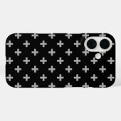 Coques Case-Mate iPhone Croix grises à pois sur fond noir (Verso (horizontal))