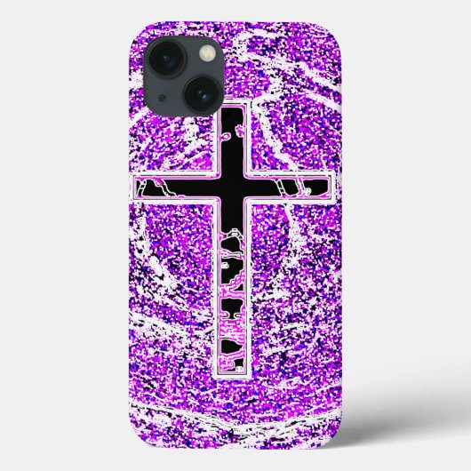 COQUES Case-Mate iPhone CROIX NOIRE ET ROSE AVEC ARRIÈRE - PLAN VIOLET (Verso)