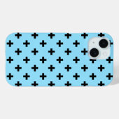 Coques Case-Mate iPhone Croix noires à pois sur bleu bébé (Verso (horizontal))