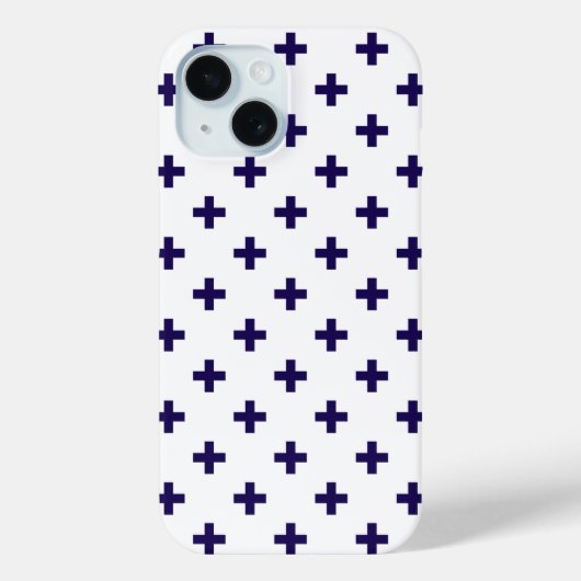 Coques Case-Mate iPhone Croix pois bleu marine sur fond blanc (Verso)