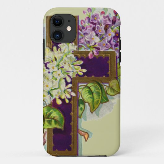 Coques Case-Mate iPhone Croix pourpre avec des fleurs (Dos)