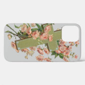Coques Case-Mate iPhone Croix verte avec fleurs roses (Verso (horizontal))