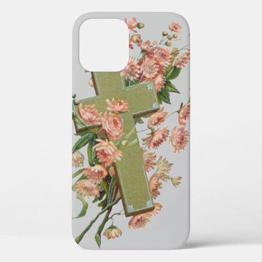 Coques Case-Mate iPhone Croix verte avec fleurs roses (Verso)