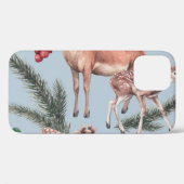 Coques Case-Mate iPhone Croquis animal d'hiver, arrière - plan bleu. (Verso (horizontal))