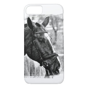 Coque Case-Mate Pour iPhone Croquis Cheval noir et blanc