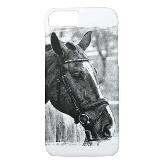 Coques Case-Mate iPhone Croquis Cheval noir et blanc (Dos)