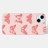 Coques Case-Mate iPhone Croquis de papillon, rose corail (Verso (horizontal))