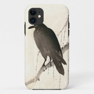 Coque iPhone 11 Croquis japonais d'un corbeau