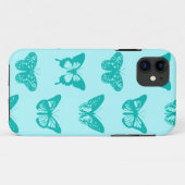 Coques Case-Mate iPhone Croquis papillon, aqua et turquoise (Dos (Horizontal))