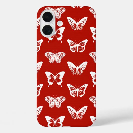 Coques Case-Mate iPhone Croquis papillon, rouge et blanc foncé (Verso)