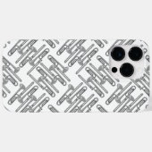 Coques Case-Mate iPhone Crosshatch gris Trombone Motif blanc (Verso (horizontal))